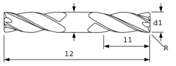 Standard DE Radius End 4 Flute 30 Helix